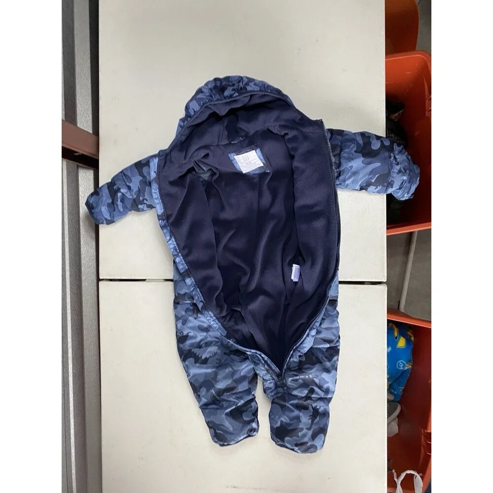 Baby Gap ColdControl Max Snowsuit 18-24 Months Blue Camo Dinosaur Puffer Bunting